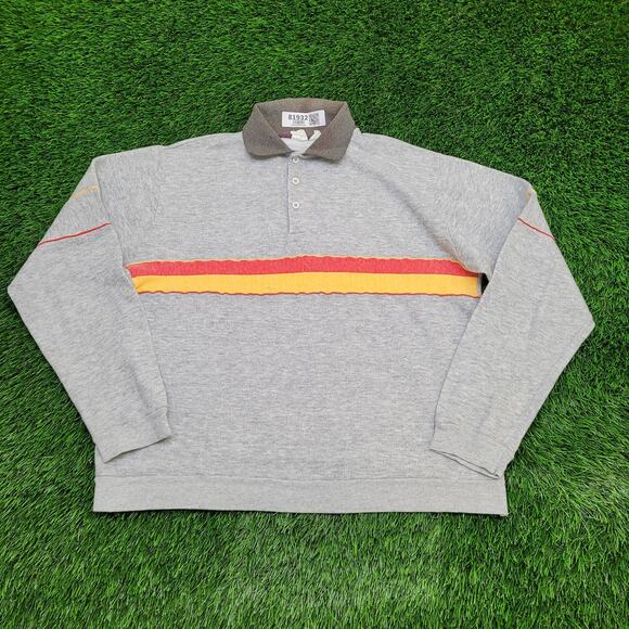 Vintage 90s Campus Collared Sweatshirt Large 22x23 Crop - Picture 1 of 12